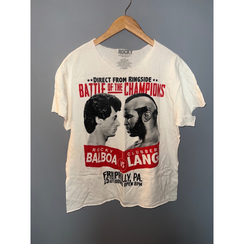 Rocky Balboa vs Clubber Lang Battle of the Champions Graphic Tee White Large